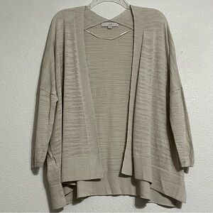LOFT Open Front Lightweight Cardigan Sweater Light Tan Beige XS Petite
